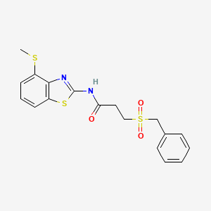 molecular formula C18H18N2O3S3 B2599203 3-(benzylsulfonyl)-N-(4-(methylthio)benzo[d]thiazol-2-yl)propanamide CAS No. 923473-48-7
