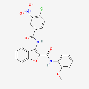 molecular formula C23H16ClN3O6 B2599204 3-(4-氯-3-硝基苯甲酰胺)-N-(2-甲氧苯基)苯并呋喃-2-甲酰胺 CAS No. 887891-88-5
