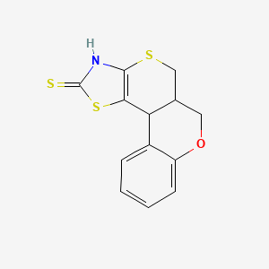 molecular formula C13H11NOS3 B2599205 5,5a,6,11b-tetrahydrochromeno[4',3':4,5]thiopyrano[2,3-d]thiazole-2(3H)-thione CAS No. 462069-49-4