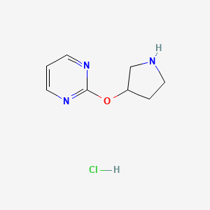 molecular formula C8H12ClN3O B2599206 2-(吡咯烷-3-氧基)嘧啶盐酸盐 CAS No. 1420960-81-1