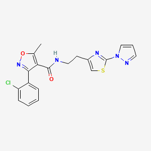 molecular formula C19H16ClN5O2S B2599209 N-(2-(2-(1H-吡唑-1-基)噻唑-4-基)乙基)-3-(2-氯苯基)-5-甲基异恶唑-4-甲酰胺 CAS No. 1428374-53-1