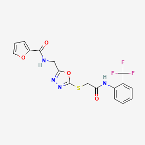 N-[[5-[2-oxo-2-[2-(trifluoromethyl)anilino]ethyl]sulfanyl-1,3,4-oxadiazol-2-yl]methyl]furan-2-carboxamide