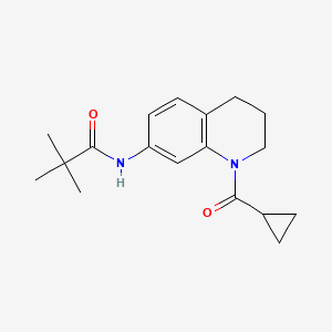 molecular formula C18H24N2O2 B2599228 N-(1-(cyclopropanecarbonyl)-1,2,3,4-tetrahydroquinolin-7-yl)pivalamide CAS No. 898465-35-5