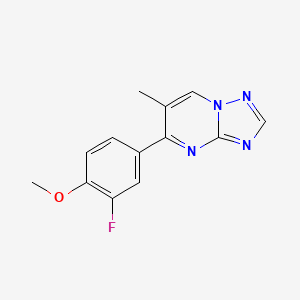 molecular formula C13H11FN4O B2599229 2-氟-4-(6-甲基[1,2,4]三唑并[1,5-a]嘧啶-5-基)苯基甲基醚 CAS No. 861207-30-9