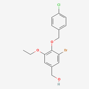 molecular formula C16H16BrClO3 B2599230 {3-Bromo-4-[(4-chlorobenzyl)oxy]-5-ethoxyphenyl}methanol CAS No. 690964-94-4