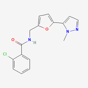 2-Chloro-N-[[5-(2-methylpyrazol-3-yl)furan-2-yl]methyl]benzamide
