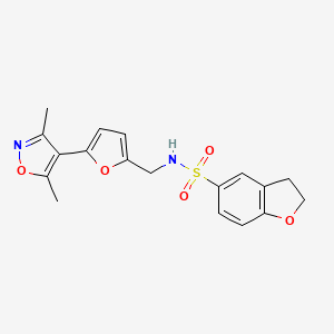 molecular formula C18H18N2O5S B2599246 N-{[5-(3,5-dimethyl-1,2-oxazol-4-yl)furan-2-yl]methyl}-2,3-dihydro-1-benzofuran-5-sulfonamide CAS No. 2415621-93-9