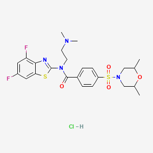 molecular formula C24H29ClF2N4O4S2 B2599253 N-(4,6-difluorobenzo[d]thiazol-2-yl)-N-(2-(dimethylamino)ethyl)-4-((2,6-dimethylmorpholino)sulfonyl)benzamide hydrochloride CAS No. 1322264-64-1