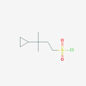 molecular formula C8H15ClO2S B2599254 3-Cyclopropyl-3-methylbutane-1-sulfonyl chloride CAS No. 2008796-12-9