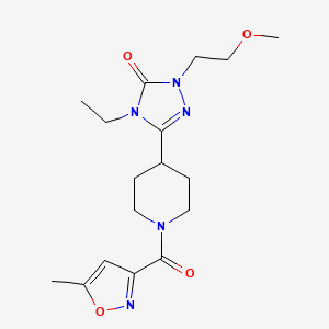 molecular formula C17H25N5O4 B2599258 4-乙基-1-(2-甲氧基乙基)-3-(1-(5-甲基异恶唑-3-羰基)哌啶-4-基)-1H-1,2,4-三唑-5(4H)-酮 CAS No. 1797125-55-3