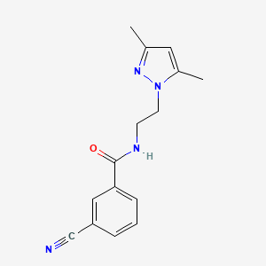 molecular formula C15H16N4O B2599259 3-氰基-N-(2-(3,5-二甲基-1H-吡唑-1-基)乙基)苯甲酰胺 CAS No. 1235637-57-6