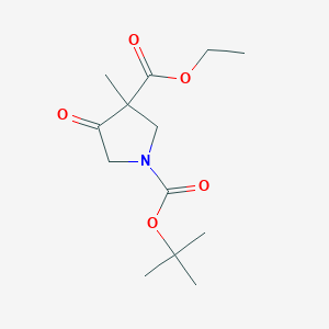 molecular formula C13H21NO5 B2599272 1-Tert-butyl 3-ethyl 3-methyl-4-oxopyrrolidine-1,3-dicarboxylate CAS No. 897043-85-5