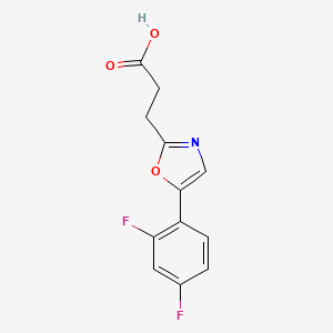 molecular formula C12H9F2NO3 B2599287 3-[5-(2,4-Difluorophenyl)-1,3-oxazol-2-yl]propanoic acid CAS No. 923825-01-8