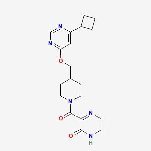 molecular formula C19H23N5O3 B2599300 3-[4-[(6-Cyclobutylpyrimidin-4-yl)oxymethyl]piperidine-1-carbonyl]-1H-pyrazin-2-one CAS No. 2380034-48-8