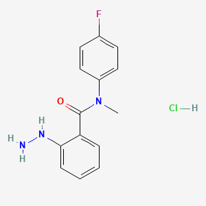 molecular formula C14H15ClFN3O B2599330 N-(4-fluorophenyl)-2-hydrazinyl-N-methylbenzamide hydrochloride CAS No. 1955514-16-5