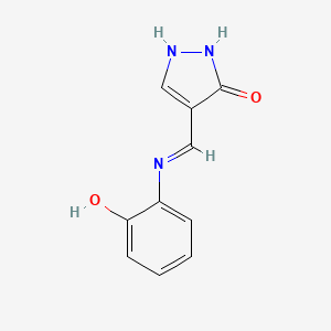 molecular formula C10H9N3O2 B2599331 4-[(2-hydroxyanilino)methylene]-2,4-dihydro-3H-pyrazol-3-one CAS No. 339020-80-3