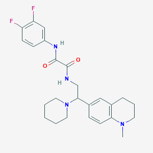 molecular formula C25H30F2N4O2 B2599347 N-(3,4-difluorophenyl)-N'-[2-(1-methyl-1,2,3,4-tetrahydroquinolin-6-yl)-2-piperidin-1-ylethyl]ethanediamide CAS No. 922092-69-1