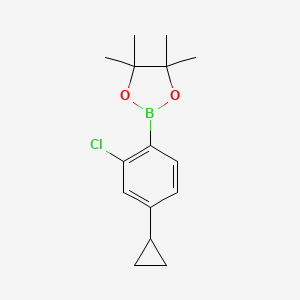 molecular formula C15H20BClO2 B2599351 2-(2-氯-4-环丙基苯基)-4,4,5,5-四甲基-1,3,2-二氧杂硼环丁烷 CAS No. 2223038-08-0