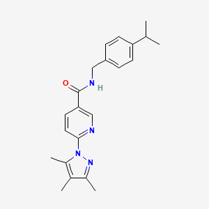 molecular formula C22H26N4O B2599352 N-{[4-(PROPAN-2-YL)PHENYL]METHYL}-6-(3,4,5-TRIMETHYL-1H-PYRAZOL-1-YL)PYRIDINE-3-CARBOXAMIDE CAS No. 1189966-08-2