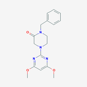 molecular formula C17H20N4O3 B2599355 1-Benzyl-4-(4,6-dimethoxypyrimidin-2-yl)piperazin-2-one CAS No. 2415551-87-8