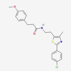 molecular formula C22H23ClN2O2S B2599357 N-{2-[2-(4-chlorophenyl)-4-methyl-1,3-thiazol-5-yl]ethyl}-3-(4-methoxyphenyl)propanamide CAS No. 933199-94-1