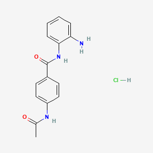 molecular formula C15H16ClN3O2 B2599359 N-(2-氨基苯基)-4-乙酰氨基苯甲酰胺盐酸盐 CAS No. 1299346-14-7