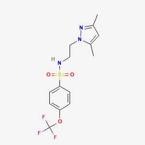 molecular formula C14H16F3N3O3S B2599363 N-(2-(3,5-dimethyl-1H-pyrazol-1-yl)ethyl)-4-(trifluoromethoxy)benzenesulfonamide CAS No. 1226428-04-1