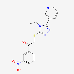 molecular formula C17H15N5O3S B2599365 2-[(4-Ethyl-5-pyridin-3-yl-1,2,4-triazol-3-yl)sulfanyl]-1-(3-nitrophenyl)ethanone CAS No. 620569-88-2