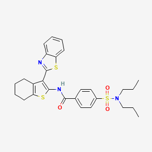 molecular formula C28H31N3O3S3 B2599366 N-[3-(1,3-benzothiazol-2-yl)-4,5,6,7-tetrahydro-1-benzothiophen-2-yl]-4-(dipropylsulfamoyl)benzamide CAS No. 325988-44-1