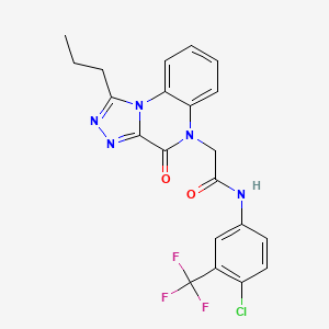 molecular formula C21H17ClF3N5O2 B2599371 N-[4-chloro-3-(trifluoromethyl)phenyl]-2-(4-oxo-1-propyl[1,2,4]triazolo[4,3-a]quinoxalin-5(4H)-yl)acetamide CAS No. 1261001-43-7