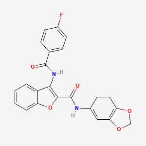 molecular formula C23H15FN2O5 B2599380 N-(benzo[d][1,3]dioxol-5-yl)-3-(4-fluorobenzamido)benzofuran-2-carboxamide CAS No. 888460-02-4