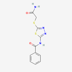 molecular formula C11H10N4O2S2 B2599383 N-(5-((2-amino-2-oxoethyl)thio)-1,3,4-thiadiazol-2-yl)benzamide CAS No. 893341-90-7