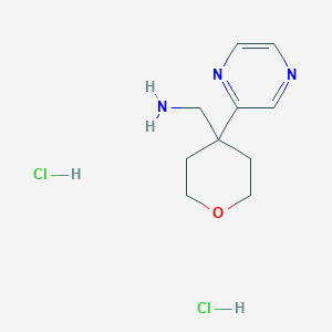 molecular formula C10H17Cl2N3O B2599393 [4-(Pyrazin-2-yl)oxan-4-yl]methanamine dihydrochloride CAS No. 1439900-38-5