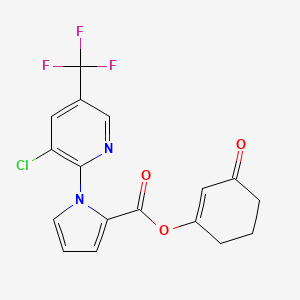molecular formula C17H12ClF3N2O3 B2599399 3-oxo-1-cyclohexenyl 1-[3-chloro-5-(trifluoromethyl)-2-pyridinyl]-1H-pyrrole-2-carboxylate CAS No. 338420-73-8