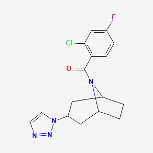 molecular formula C16H16ClFN4O B2599400 8-(2-chloro-4-fluorobenzoyl)-3-(1H-1,2,3-triazol-1-yl)-8-azabicyclo[3.2.1]octane CAS No. 2176069-22-8