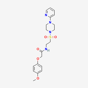 molecular formula C20H26N4O5S B2599408 2-(4-methoxyphenoxy)-N-(2-((4-(pyridin-2-yl)piperazin-1-yl)sulfonyl)ethyl)acetamide CAS No. 946201-73-6