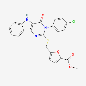methyl 5-(((3-(4-chlorophenyl)-4-oxo-4,5-dihydro-3H-pyrimido[5,4-b]indol-2-yl)thio)methyl)furan-2-carboxylate