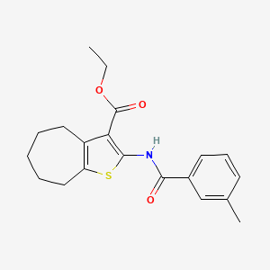 molecular formula C20H23NO3S B2599422 ethyl 2-(3-methylbenzamido)-5,6,7,8-tetrahydro-4H-cyclohepta[b]thiophene-3-carboxylate CAS No. 329068-44-2