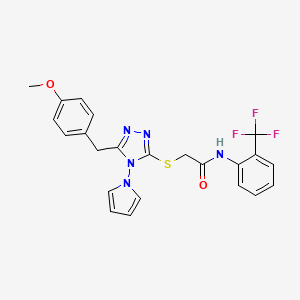 2-((5-(4-methoxybenzyl)-4-(1H-pyrrol-1-yl)-4H-1,2,4-triazol-3-yl)thio)-N-(2-(trifluoromethyl)phenyl)acetamide