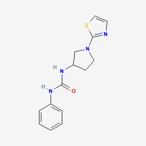 molecular formula C14H16N4OS B2599432 1-苯基-3-(1-(噻唑-2-基)吡咯烷-3-基)脲 CAS No. 1797084-64-0