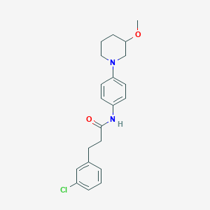 molecular formula C21H25ClN2O2 B2599446 3-(3-氯苯基)-N-[4-(3-甲氧基哌啶-1-基)苯基]丙酰胺 CAS No. 1797318-59-2