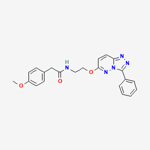 molecular formula C22H21N5O3 B2599447 2-(4-methoxyphenyl)-N-(2-((3-phenyl-[1,2,4]triazolo[4,3-b]pyridazin-6-yl)oxy)ethyl)acetamide CAS No. 1021065-99-5