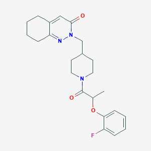 molecular formula C23H28FN3O3 B2599451 2-[[1-[2-(2-Fluorophenoxy)propanoyl]piperidin-4-yl]methyl]-5,6,7,8-tetrahydrocinnolin-3-one CAS No. 2310152-28-2