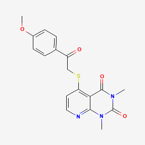 molecular formula C18H17N3O4S B2599457 5-[2-(4-Methoxyphenyl)-2-oxoethyl]sulfanyl-1,3-dimethylpyrido[2,3-d]pyrimidine-2,4-dione CAS No. 899960-61-3
