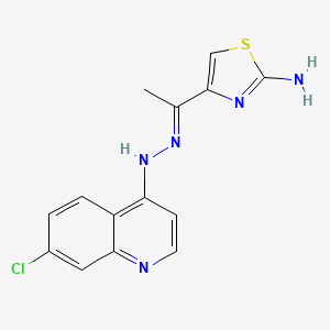 molecular formula C14H12ClN5S B2599458 4-{1-[2-(7-Chloroquinolin-4-yl)hydrazin-1-ylidene]ethyl}-1,3-thiazol-2-amine CAS No. 1119219-51-0
