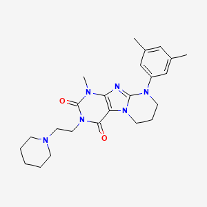 molecular formula C24H32N6O2 B2599460 9-(3,5-dimethylphenyl)-1-methyl-3-(2-piperidin-1-ylethyl)-7,8-dihydro-6H-purino[7,8-a]pyrimidine-2,4-dione CAS No. 845653-88-5