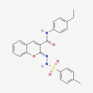 molecular formula C25H23N3O4S B2599462 (Z)-N-(4-ethylphenyl)-2-(2-tosylhydrazono)-2H-chromene-3-carboxamide CAS No. 865657-33-6