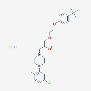molecular formula C26H38Cl2N2O3 B2599463 1-(2-(4-(Tert-butyl)phenoxy)ethoxy)-3-(4-(5-chloro-2-methylphenyl)piperazin-1-yl)propan-2-ol hydrochloride CAS No. 1216714-30-5