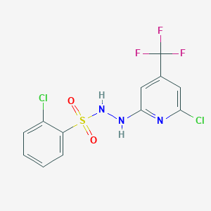 molecular formula C12H8Cl2F3N3O2S B2599465 2-chloro-N'-[6-chloro-4-(trifluoromethyl)pyridin-2-yl]benzene-1-sulfonohydrazide CAS No. 1790211-83-4