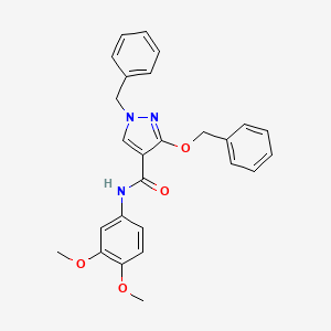 molecular formula C26H25N3O4 B2599469 1-benzyl-3-(benzyloxy)-N-(3,4-dimethoxyphenyl)-1H-pyrazole-4-carboxamide CAS No. 1013757-89-5